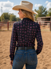 Neon Spur Brand Babe Quarter Button Pullover Rodeo Shirt Blouse by Neon Spur
