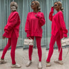 Women’s Casual Sweater Suit – Loose Split Top & Fitted Trousers Set by FitiqueFit