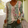Women's Ethnic Print V-Neck Long-Sleeve Pullover Top by FitiqueFit