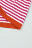 Pink Contrast Trimmed Striped Drop Shoulder Sweater