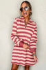 Classic Contrast Black Striped Collar Long Sleeve Mini Dress Stylish & Trendy Casual Dress for Women by Stevvex