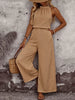 Women's Draped Neck Sleeveless Vest & Casual Pants Two-Piece Set by FitiqueFit