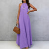 Women's Ice Silk Crinkle Sleeveless Swing Maxi Dress by FitiqueFit
