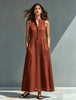 Women's Stand-Collar A-Line Maxi Dress – Resort & Vacation Style by FitiqueFit