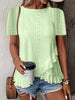 Women’s Casual Solid Color Short Sleeve Crew Neck Top by FitiqueFit