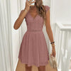 Women’s V‑Neck Short‑Sleeve Dress with Lace Trim by FitiqueFit