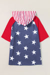 Stars and Stripes Print Drawstring Hoodie