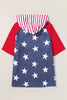 Stars and Stripes Print Drawstring Hoodie