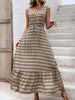 Vintage Printed V-Neck Tie Waist Midi Dress Lightweight Trendy & Elegant Dress for Women by Stevvex