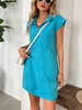 Retro Brown Half-Zip Cap Sleeve Mini Dress Classic & Vintage Design Dress For Girls by Stevvex