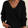Women’s V-Neck Drop Shoulder Sweater | Casual Long Sleeve Pullover by FitiqueFit