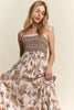 New Summer Smocked Printed Square Neck Tie Shoulder Cami Dress – Trendy, Chic, Feminine, Comfortable, Stylish Summer Dress by Stevvex