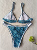 New Blossom Charm High-Cut Bikini Set For Summer – Strapless Floral Print Swimsuit with Elegant Embroidered Cut-Out Triangular Top Contrast Trim and Back Buckle – Women’s 2-Piece Summer Beachwear by Stevvex