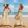 Printed Backless Sleeveless Strap Jumpsuit | Ginger Yellow by FitiqueFit