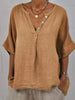 Women's Cotton Linen V-Neck Button-Up Shirt by FitiqueFit
