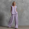 Women’s Sleeveless Striped Top and Full-Length Pants Set by FitiqueFit