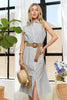 New Striped Button Down Sleeveless Midi Dress For Women – Classic, Elegant, Stylish, Chic, Timeless Striped Midi Dress For Any Occasion by Stevvex