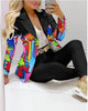 Women's Printed Coat & Trousers Two-Piece Set – 19 Prints, Casual Fashion Suit by FitiqueFit