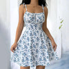 Floral Mini Dress Spaghetti Strap Tie Shoulder Ruffle Summer Boho Dresses