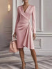 Front Ruched V-Neck Long Sleeve Dress by Wild and Free Boutique
