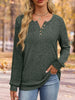 Ribbed Knit Button-Front Long Sleeve T-Shirt by Simply Love
