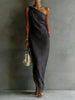 Women's Satin Off-Shoulder Slim-Fit Maxi Dress by FitiqueFit
