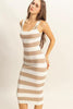 Striped Scoop Neck Wide Strap Knit Dress For Women –Comfortable & Stylish Dress with Timeless Stripes and Flattering Scoop Neck Design by Stevvex