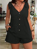 V-Neck Lace-Up Button Top & Shorts Set – 5 Colors, S–XXL by FitiqueFit