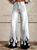 Women's Printed Flare Pants – Mid-Waist Full Length Plus Size by FitiqueFit