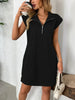 Retro Brown Half-Zip Cap Sleeve Mini Dress Classic & Vintage Design Dress For Girls by Stevvex