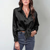 Women’s Satin Lapel Button-Down Blouse by FitiqueFit