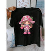 Cute Strawberry Print T-shirt - Loose Fit Women's Summer Casual Top by Dog Mom Hat