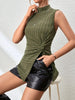 Twisted Mock Neck Ribbed Knit Top