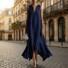 Women's Deep V-Neck Sleeveless Asymmetrical Maxi Dress – Patchwork by FitiqueFit