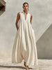 Linen Blend Sleeveless Stand-Collar Maxi Dress – 5 Colors S–3XL by FitiqueFit