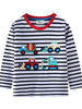 Children's Striped Long Sleeve T-Shirt with Construction Vehicle Appliques by Simply Love