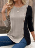 Color Block Ribbed Knit Decor Button T-Shirt by Simply Love