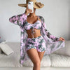 Mesh Cover-Up Three-Piece Swimwear Set – Bikini with Leg-Length Briefs by FitiqueFit