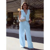 Women’s V‑Neck Button‑Front Vest & High‑Waist Pants Set by FitiqueFit