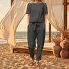 Wide-Leg Pants Two-Piece Set – Solid Color Casual Lounge Suit by FitiqueFit