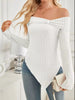 Off-Shoulder Ribbed Knit T-Shirt by Wild and Free Boutique