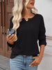 Striped Notched Long Sleeve T-Shirt by Simply Love