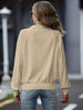 Simple White Zip Up Collared Neck Raglan Sleeve Jacket Comfortable Versatile Casual Women Wear by Stevvex