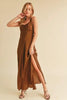 Ruched Side Slit Cutout Back Maxi Cami Dress For Summer–Elegant, Alluring & Sophisticated with Stunning Design by Stevvex