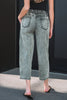 Smoke Gray Acid Wash Barrel Fit Denim Pants with Waist String by Wild and Free Boutique