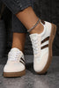 White Textured Woven PU Leather Leopard Patchwork Flat Sneakers by Wild and Free Boutique