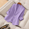 Women's Three-Quarter Sleeve Single-Button Casual Blazer by FitiqueFit