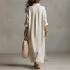 Women's Casual Long-Sleeve Linen Shirt Dress – Relaxed Fit by FitiqueFit