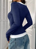 Contrast Long Sleeve Fake Two-Piece T-Shirt by Simply Love