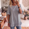 Women's Striped Ruffle-Sleeve Loose-Fit Blouse – Three-Quarter Sleeve by FitiqueFit